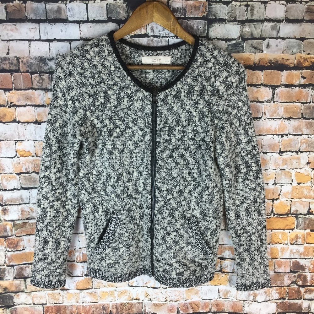 (NWOT) LOFT Wool Front Zip Sweater